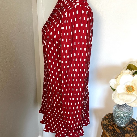 Lulus Pleat to meet you wine red polka dot Dress - Picture 6 of 8